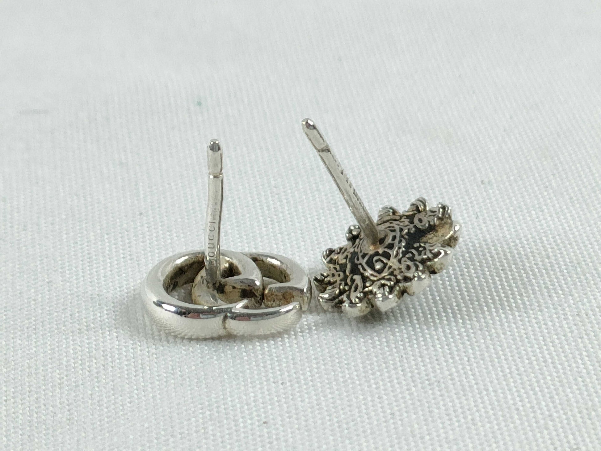 GUCCI Marmont Double G GG Logo Flower 925 Earrings