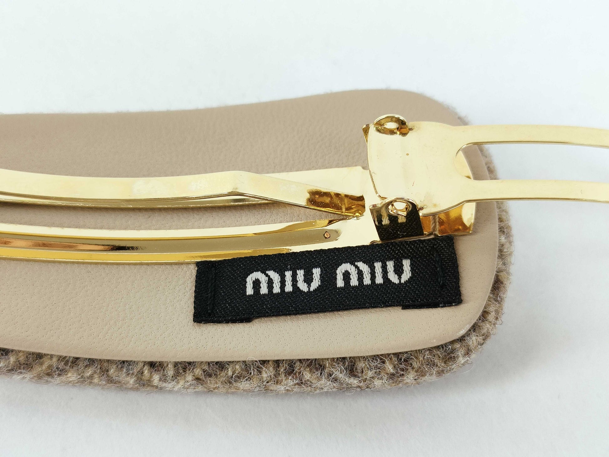 Miu Miu Tweed Wool Hair Clip Barrette Hair Accessory