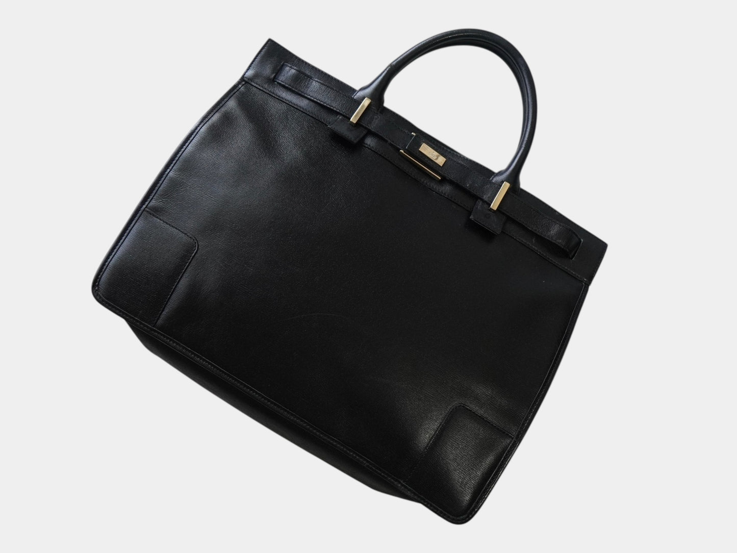 GUCCI Gucci Logo Leather Handbag, Business Bag, Handbag, A4 Size, Black, Business Bag