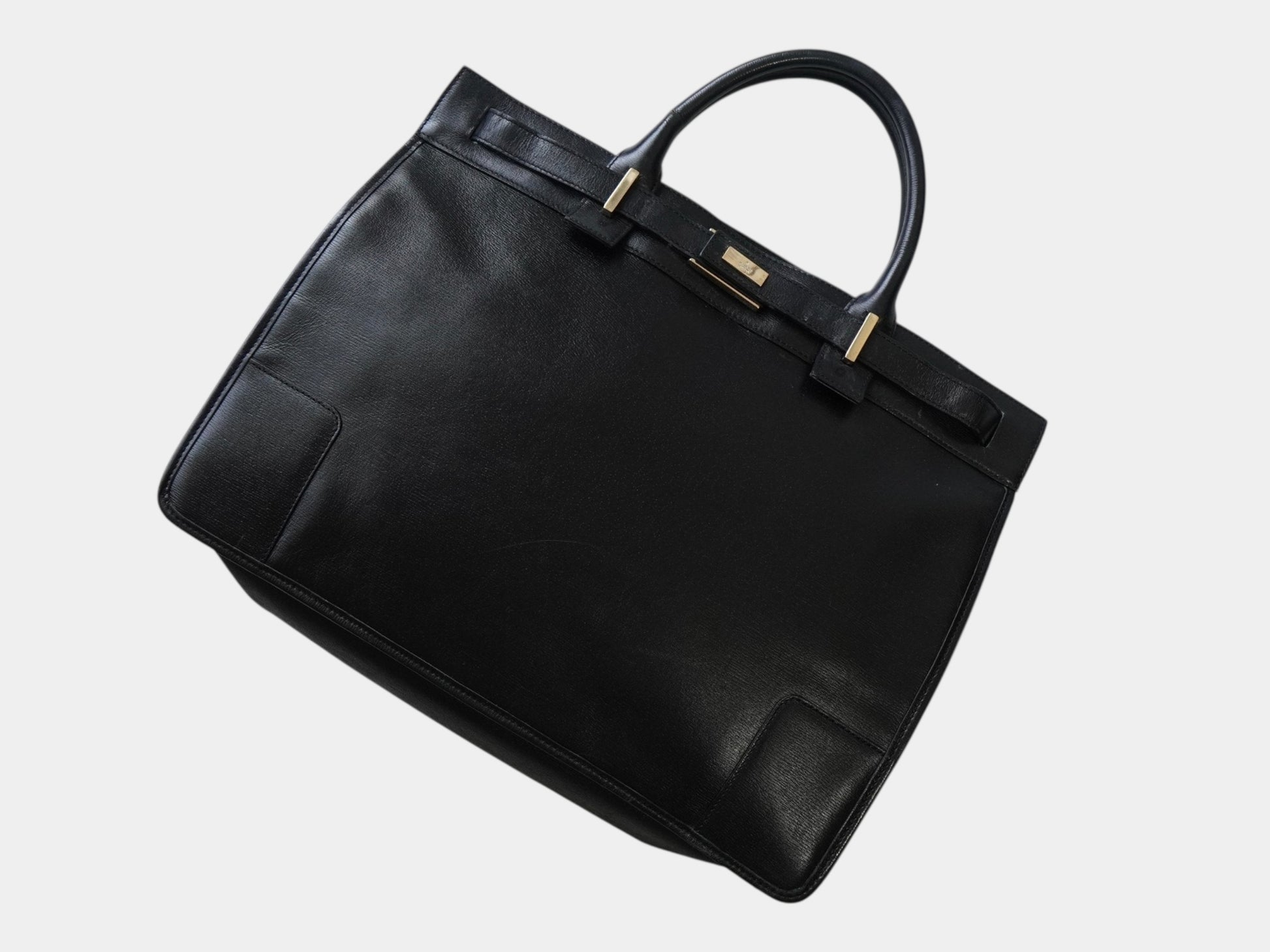 GUCCI Gucci Logo Leather Handbag, Business Bag, Handbag, A4 Size, Black, Business Bag