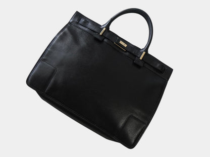 GUCCI Gucci Logo Leather Handbag, Business Bag, Handbag, A4 Size, Black, Business Bag