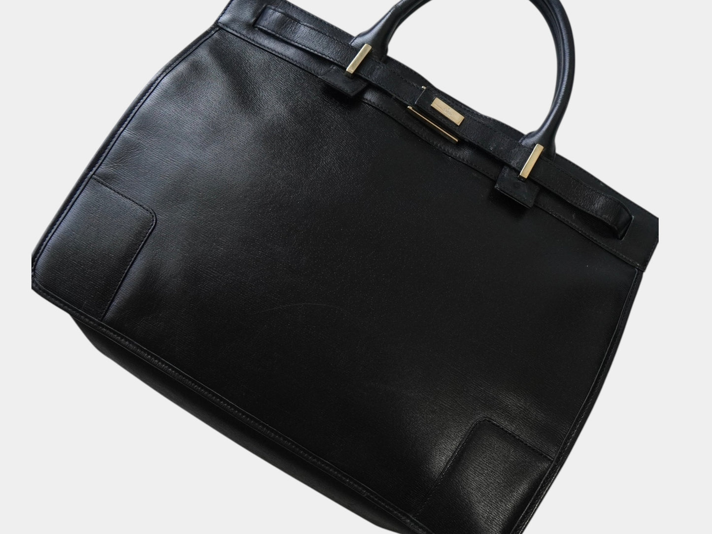 GUCCI Gucci Logo Leather Handbag, Business Bag, Handbag, A4 Size, Black, Business Bag