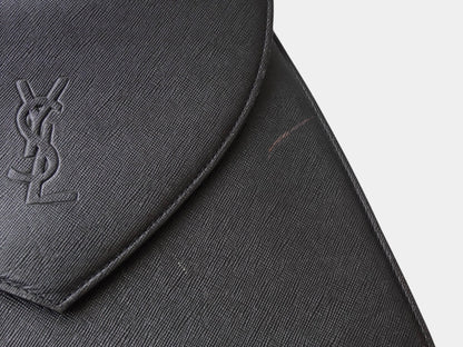 Yves Saint Laurent Vintage Embossed YSL Logo Leather Handbag, Freestanding, Black