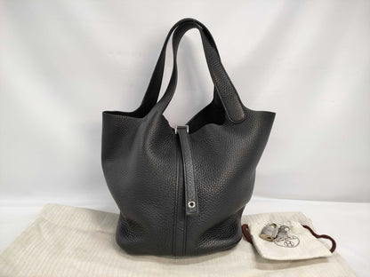 HERMES Picotin 22 Black Y Stamp Handbag