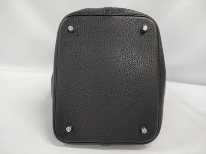 HERMES Picotin 22 Black Y Stamp Handbag