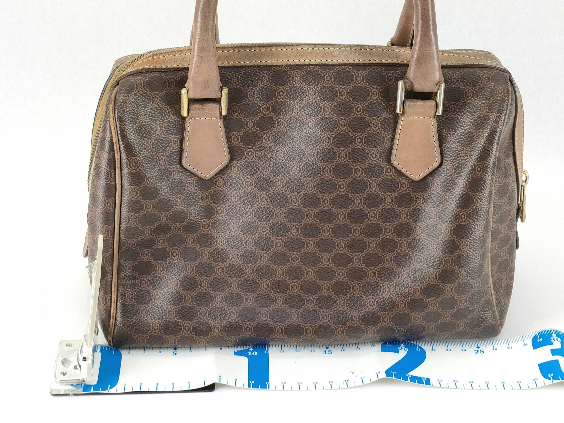 CELINE PVC Macadam Mini Boston Handbag