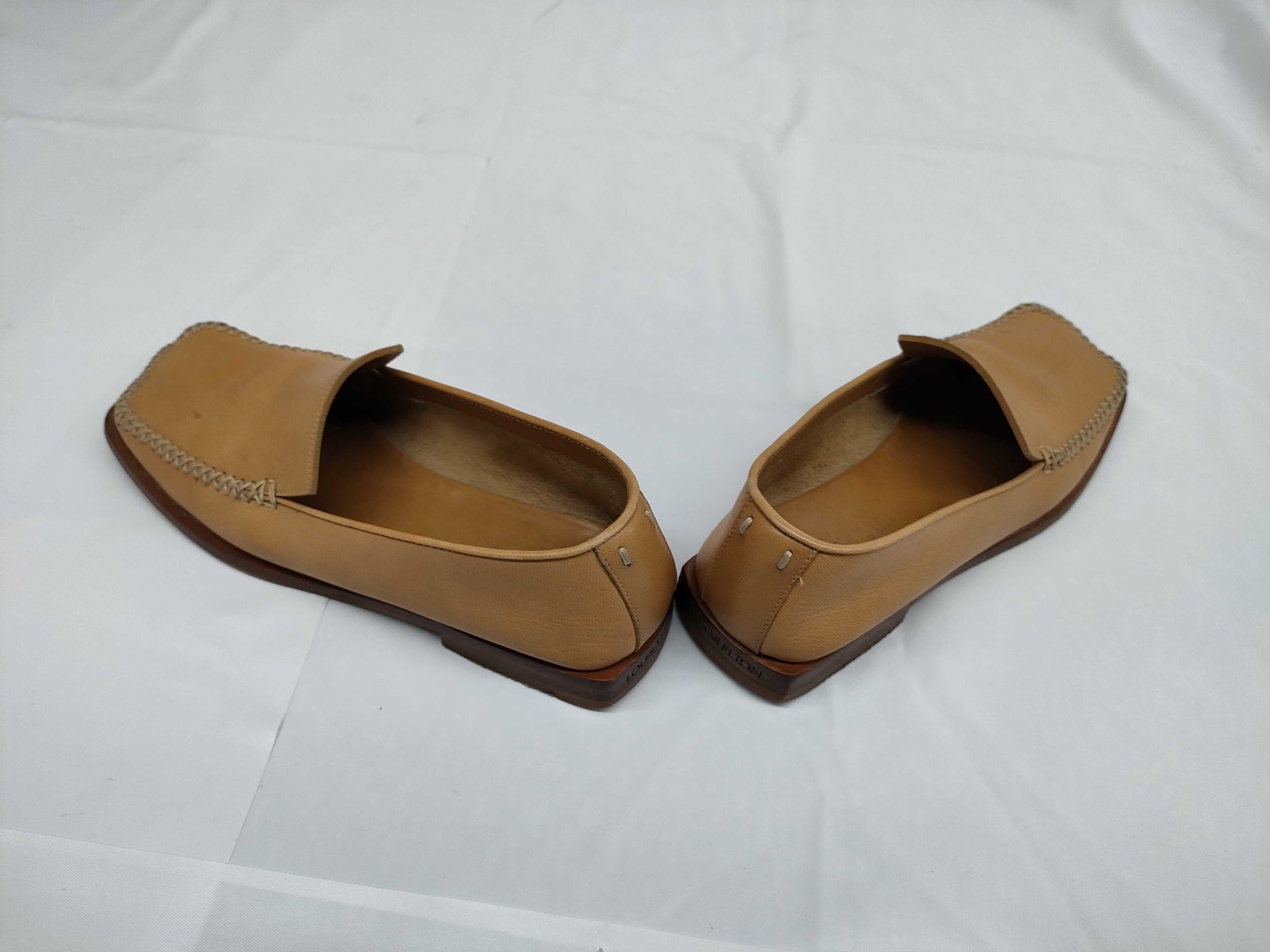 LOUIS VUITTON LV Leather Loafers Beige Size 35.5 BA1012 Other Shoes
