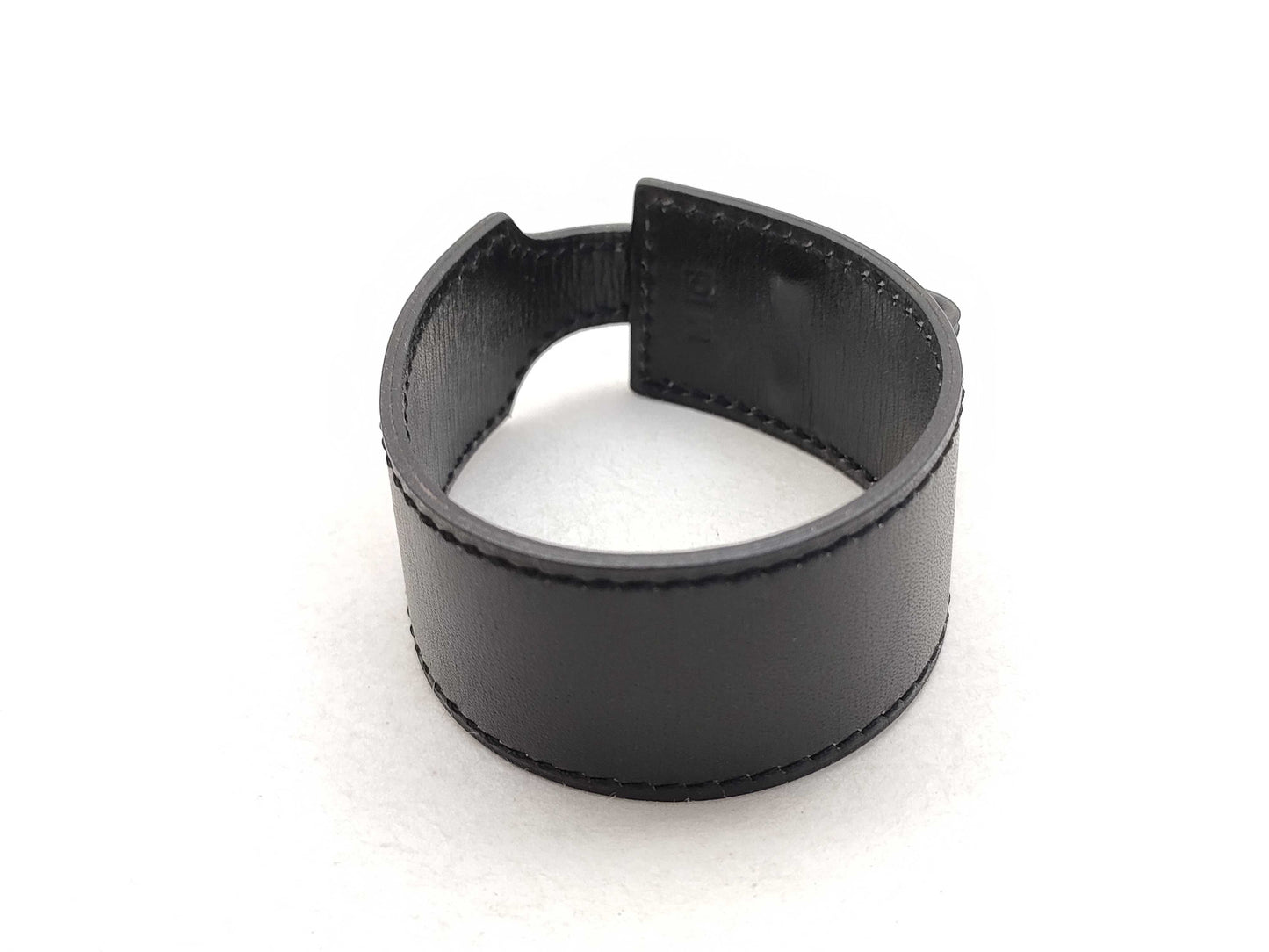 HERMES Leather Bracelet Black Bracelet Bangle