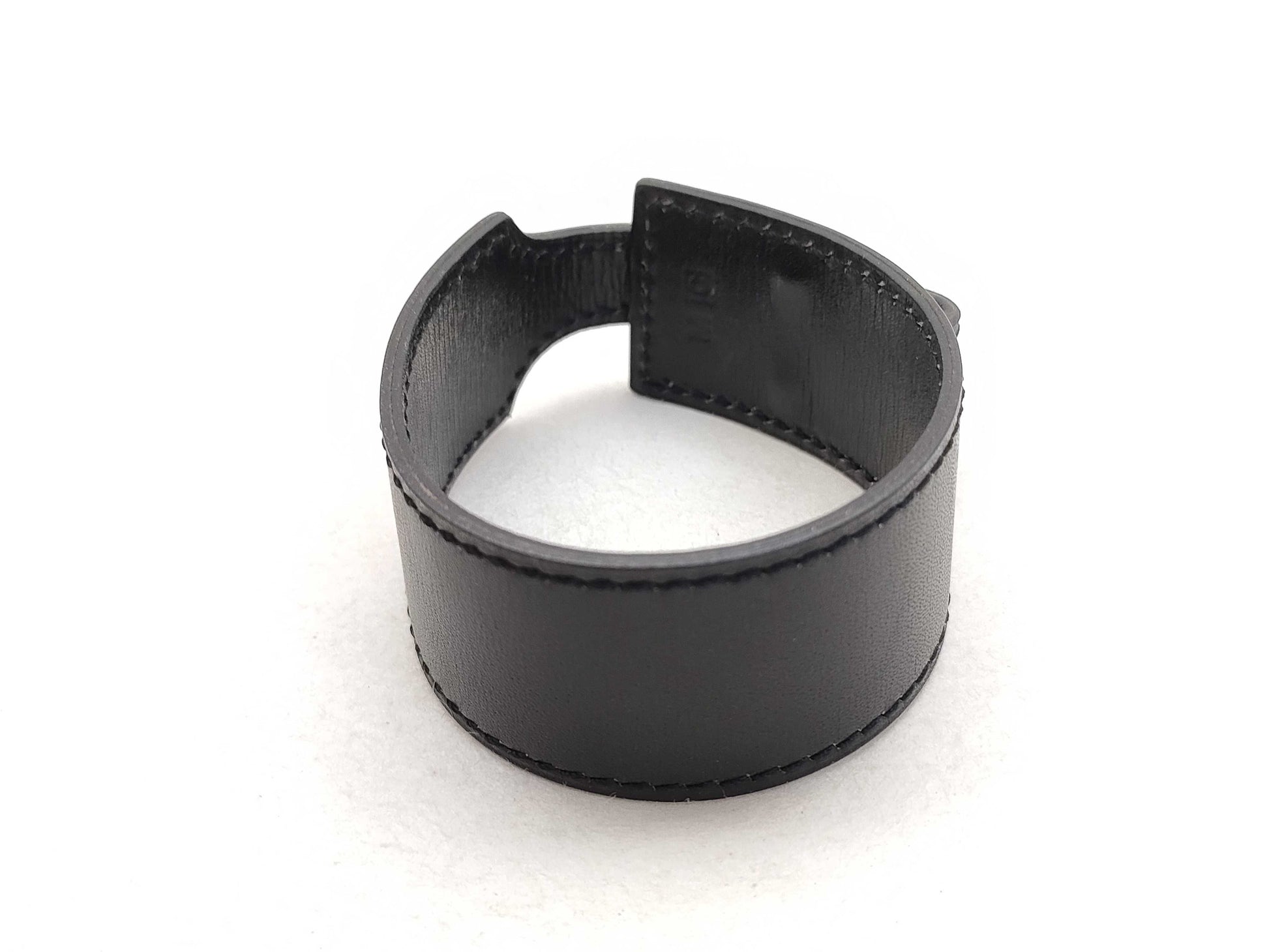 HERMES Leather Bracelet Black Bracelet Bangle