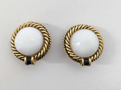 CHANEL Stone Round Earrings