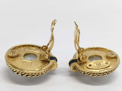 CHANEL Stone Round Earrings