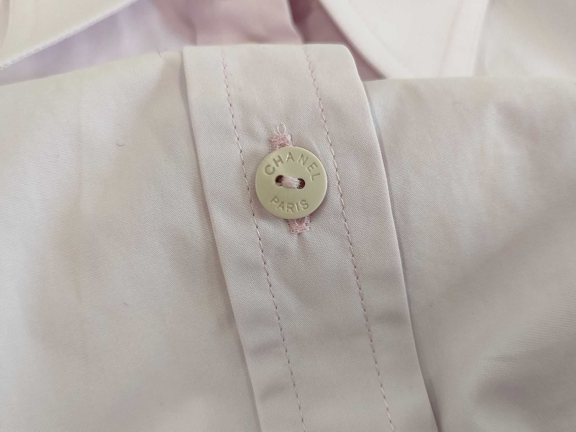 CHANEL CHANEL Dress Shirt Top Pink Paper Tag Size M Shirt