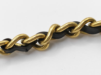 CHANEL CHANEL Bracelet 95P Coco Mark Rhinestone Leather Chain Bracelet/Bangle