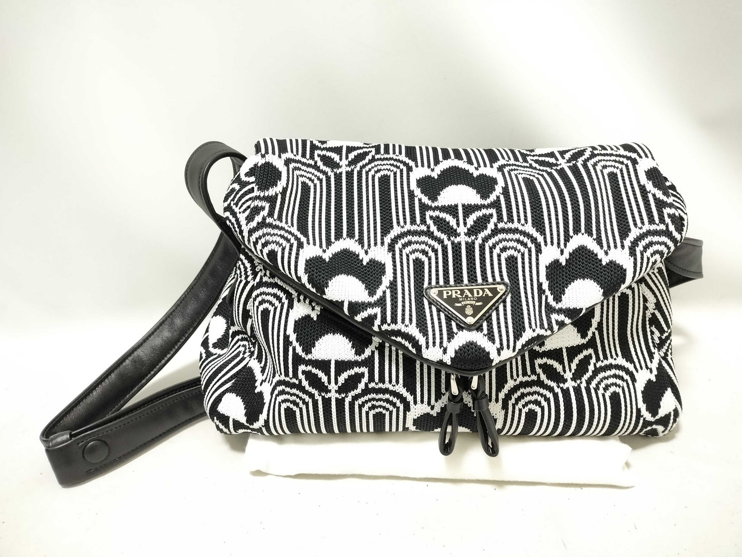 PRADA Shoulder Bag Black x White