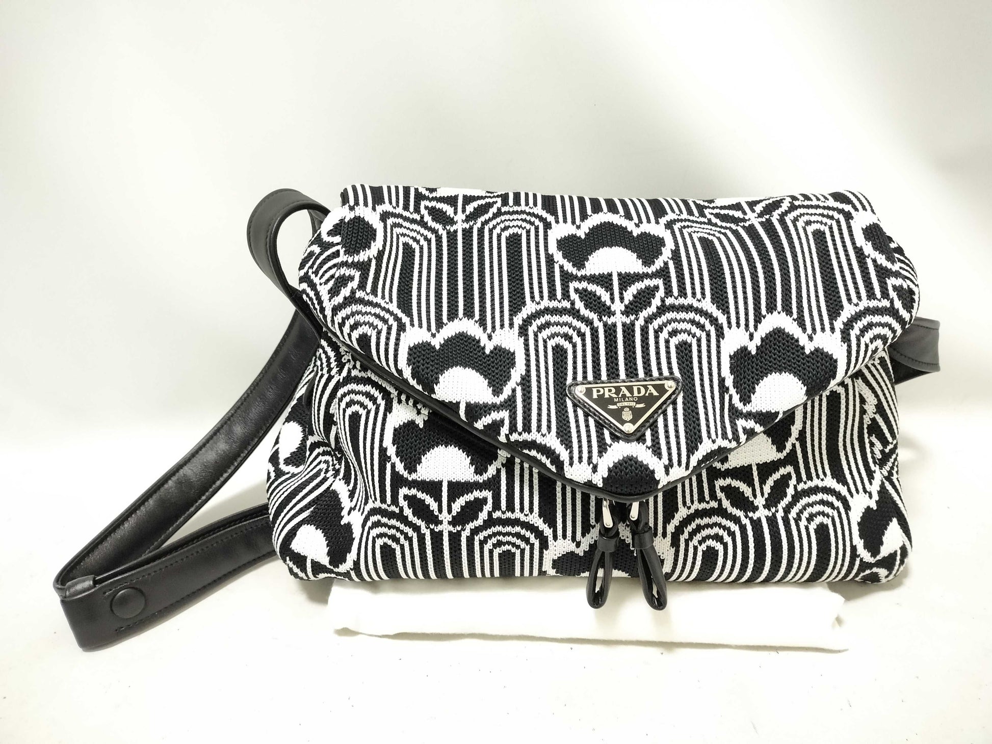 PRADA Shoulder Bag Black x White