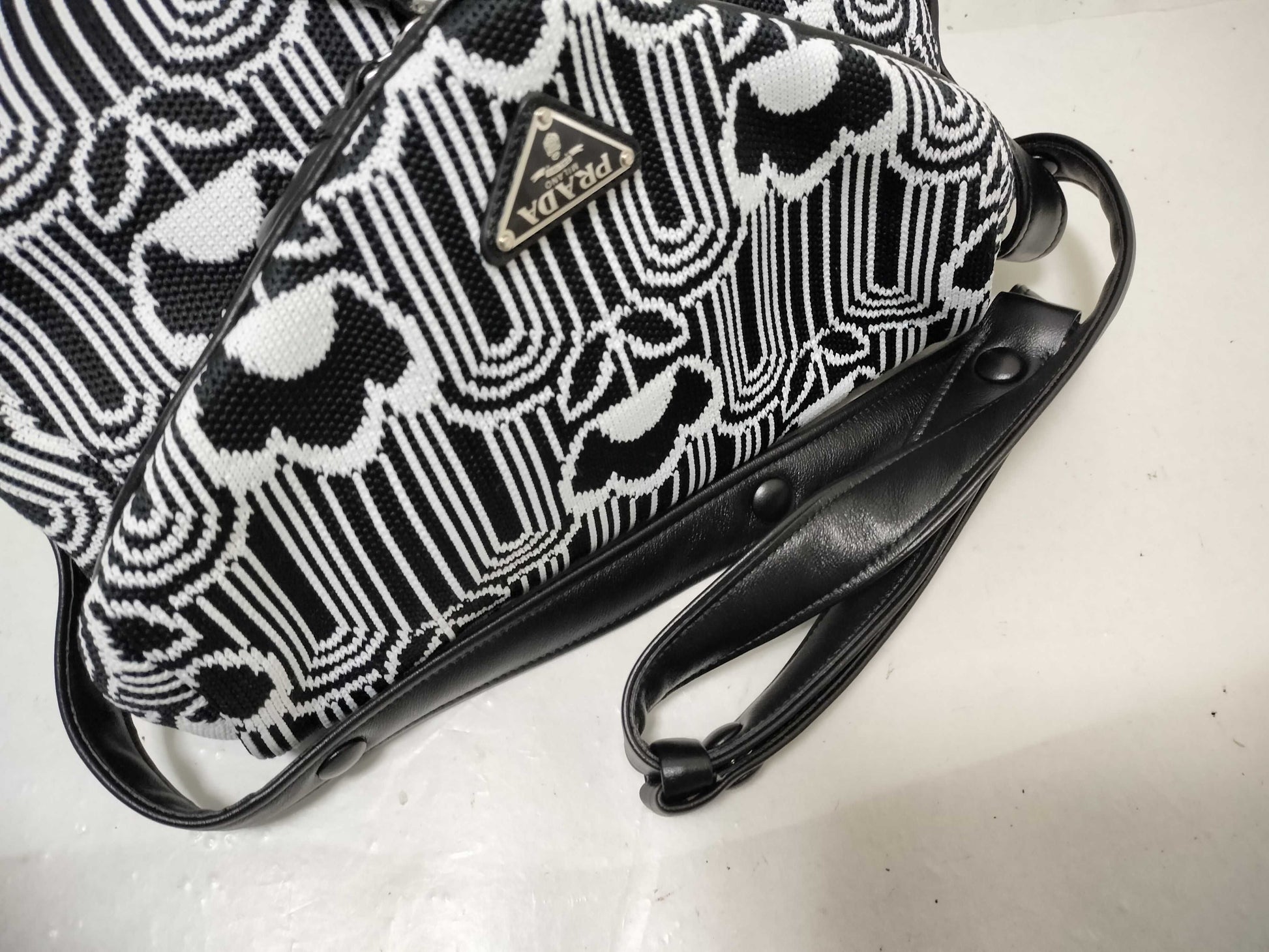 PRADA Shoulder Bag Black x White