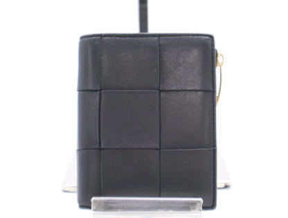 BOTTEGA VENETA 742698 706010 Lambskin Maxi Intrecciato Folding Wallet Black