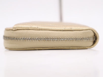 CHANEL A50097 Lambskin Matelasse Round Zip Wallet Gold 31960169 Wallet