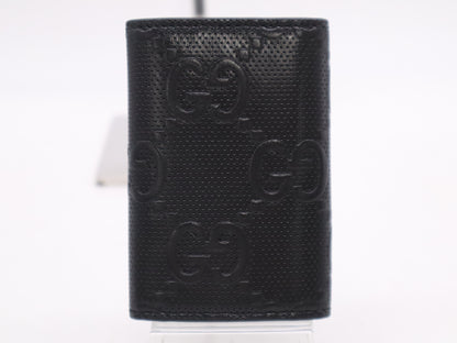GUCCI 625565GG Embossed Key Case Black 1147 Key Case/Key Holder