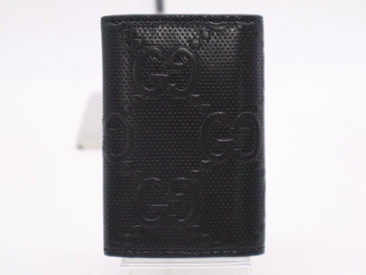 GUCCI 625565GG Embossed Key Case Black 1147 Key Case/Key Holder