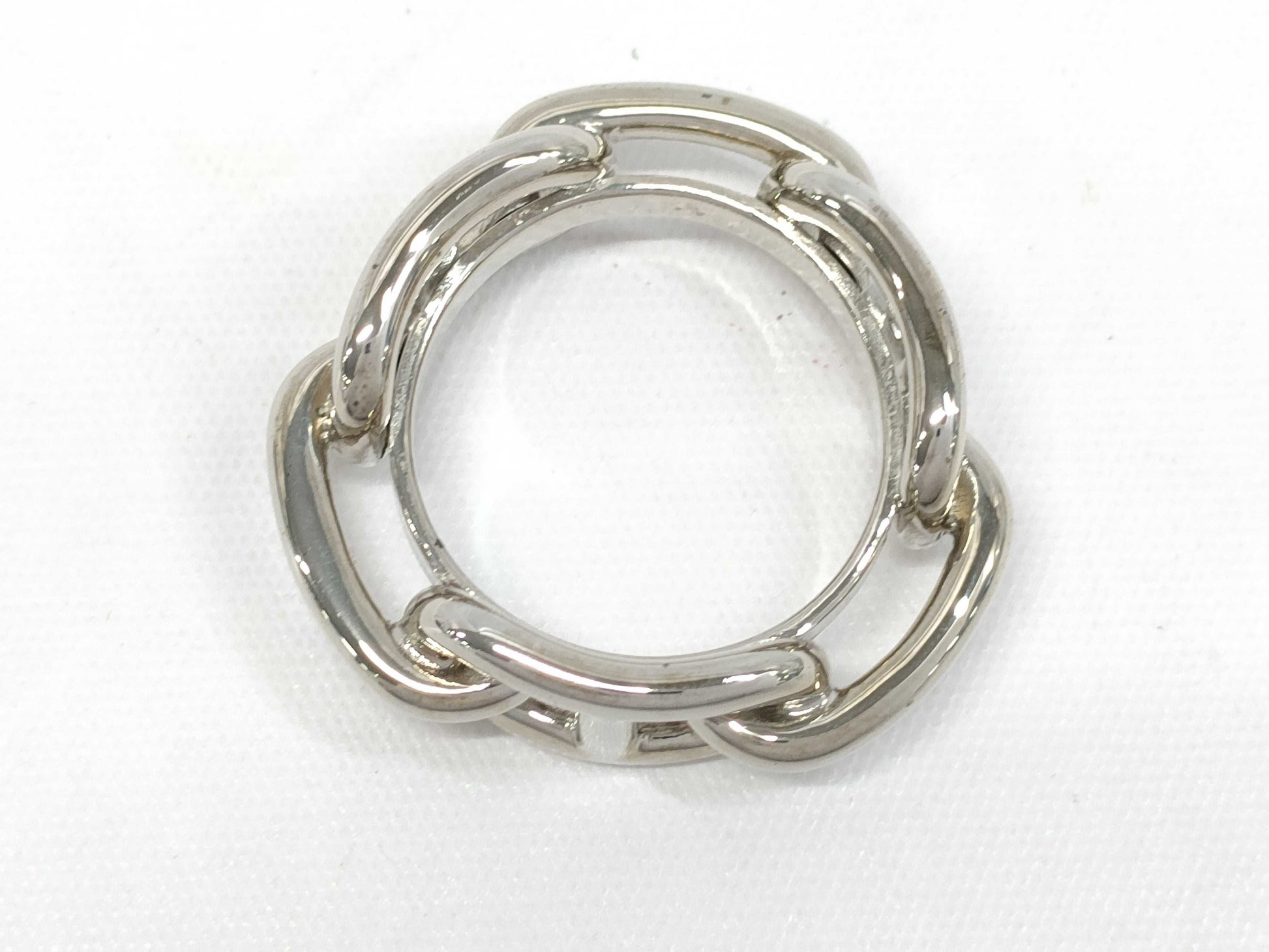 HERMES Metal Chaine d'Ancre Scarf Ring, Silver, with Box, Other Accessories