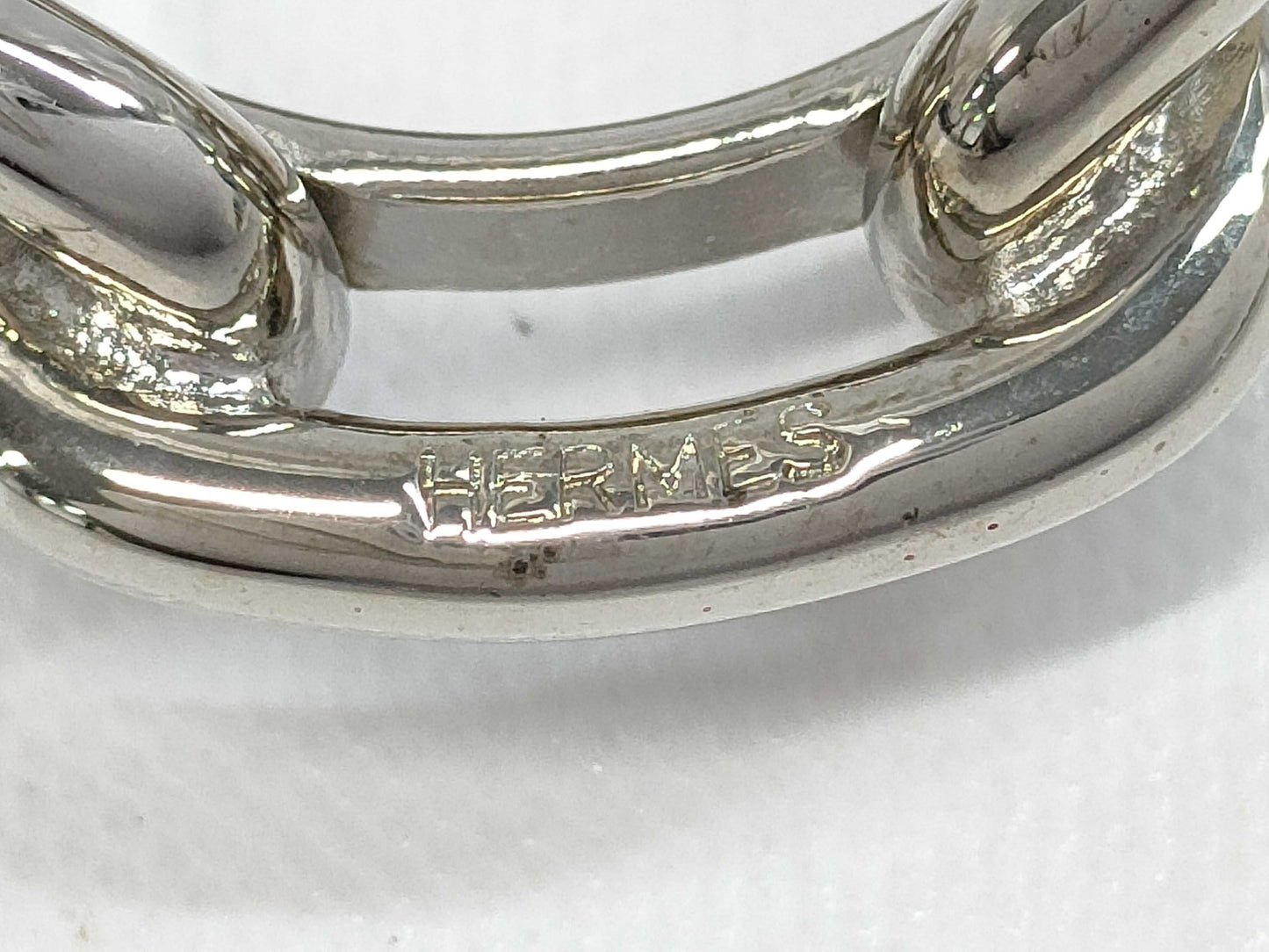 HERMES Metal Chaine d'Ancre Scarf Ring, Silver, with Box, Other Accessories