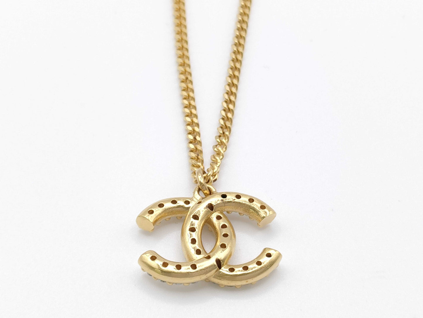 CHANEL Coco Mark Rhinestone Necklace with Box