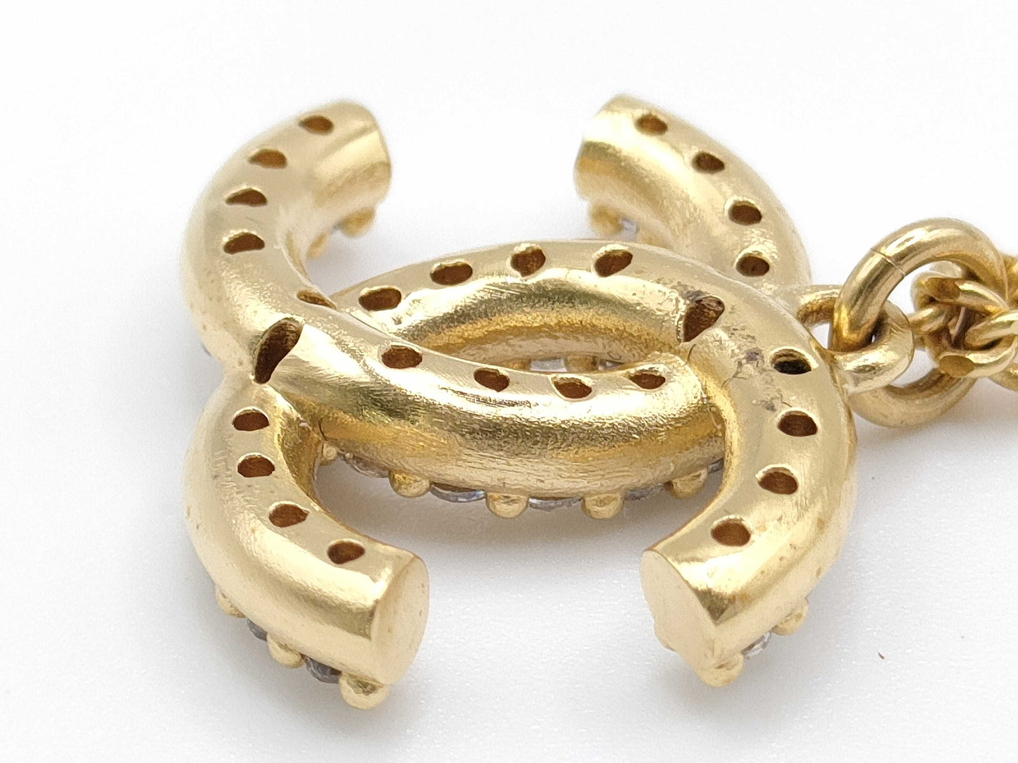 CHANEL Coco Mark Rhinestone Necklace with Box