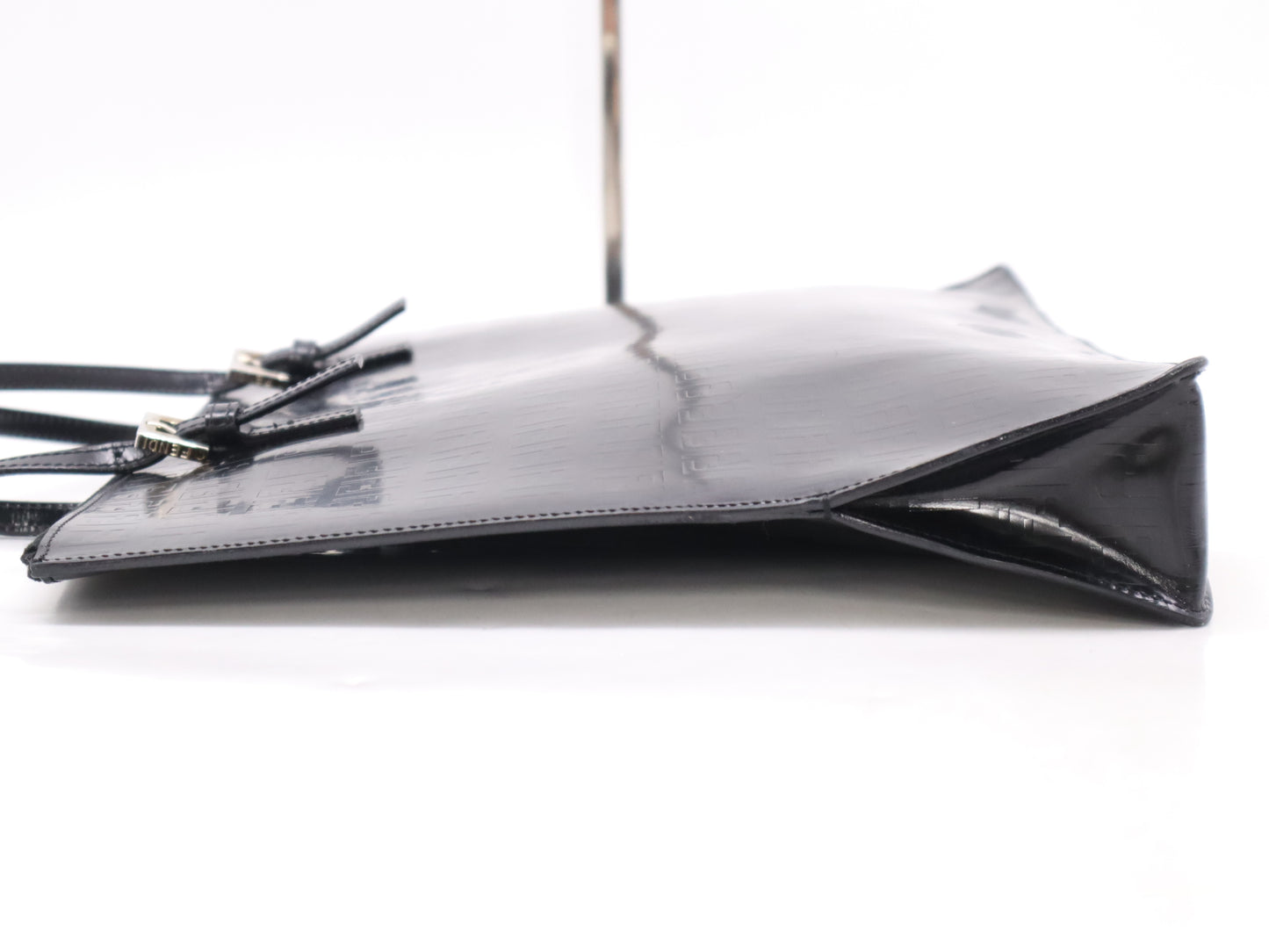 FENDI Leather Logo FF Black Tote Bag