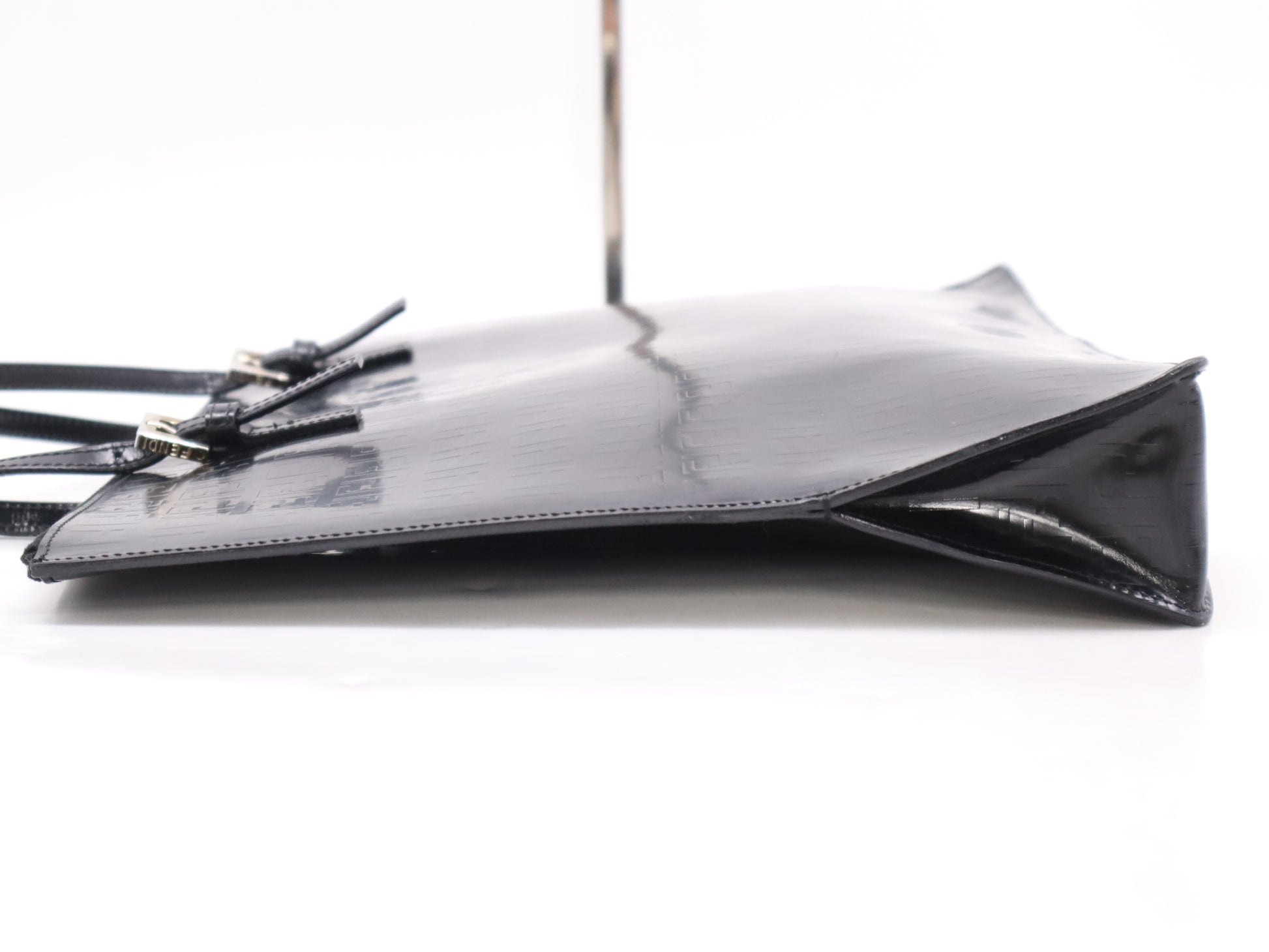 FENDI Leather Logo FF Black Tote Bag