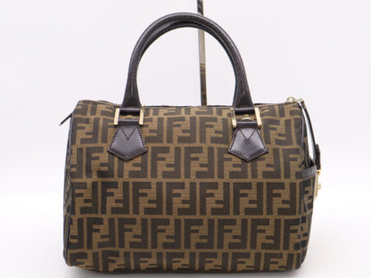 FENDI 8BL104 Zucca Mini Boston Bag, Brown, with Dust Bag