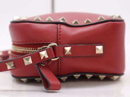 VALENTINO QW0B0809VSF Garavani Leather Rockstud Red Shoulder Bag