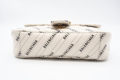 BALENCIAGA 443497 Double G Leather GG Marmont Quilted Hacker Ivory Shoulder Bag