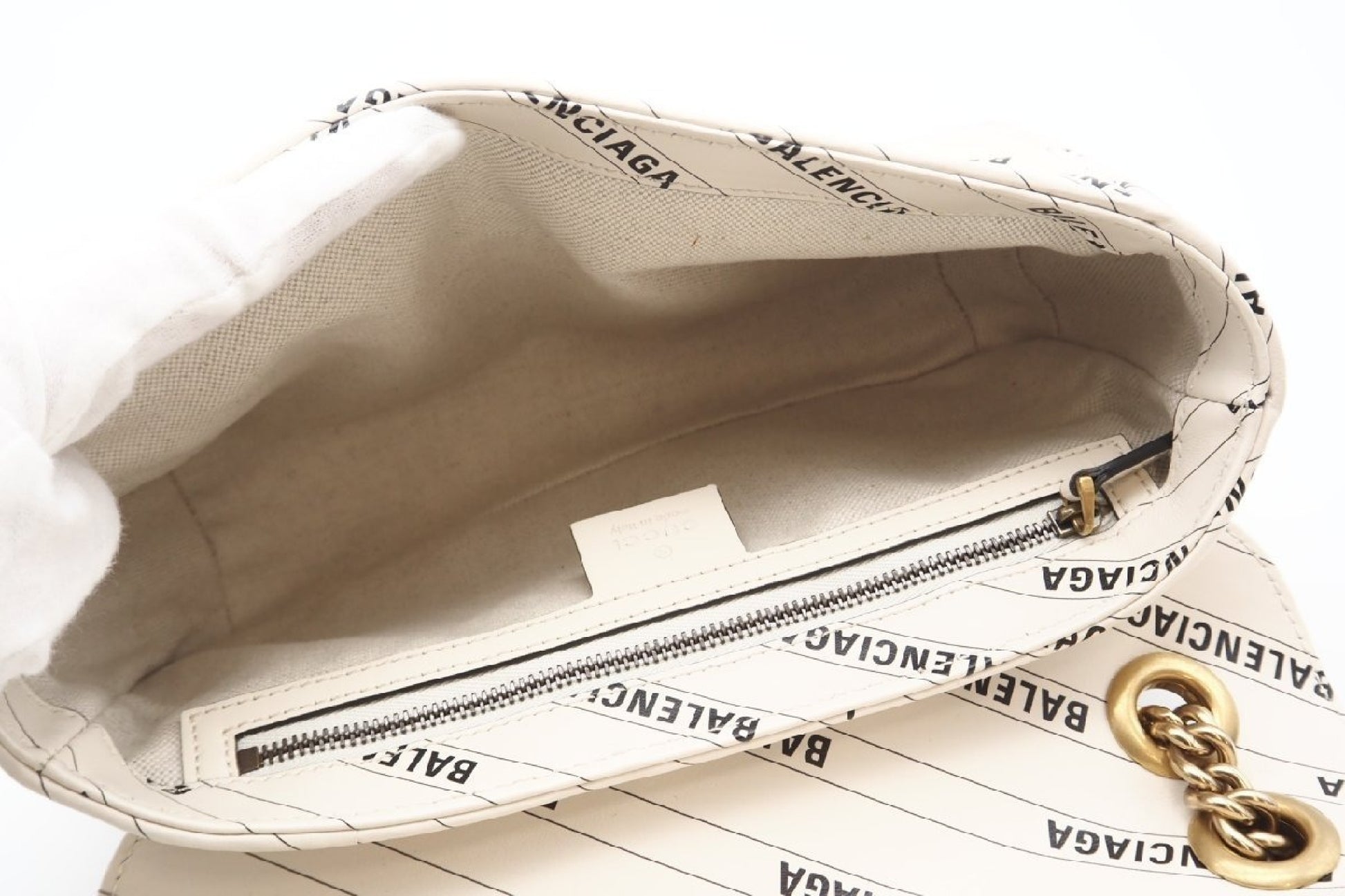 BALENCIAGA 443497 Double G Leather GG Marmont Quilted Hacker Ivory Shoulder Bag