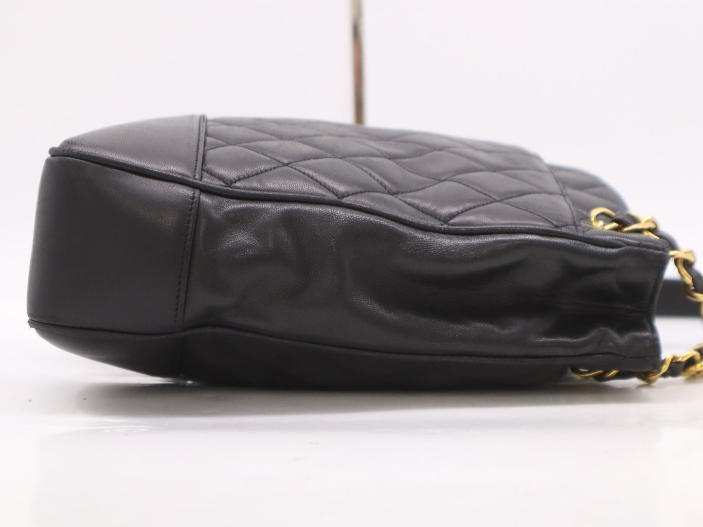 CHANEL Lambskin Chain Shoulder Bag with Black GD Hardware, Seal, Card, Dust Bag, 2541738