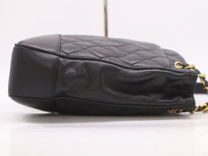CHANEL Lambskin Chain Shoulder Bag with Black GD Hardware, Seal, Card, Dust Bag, 2541738