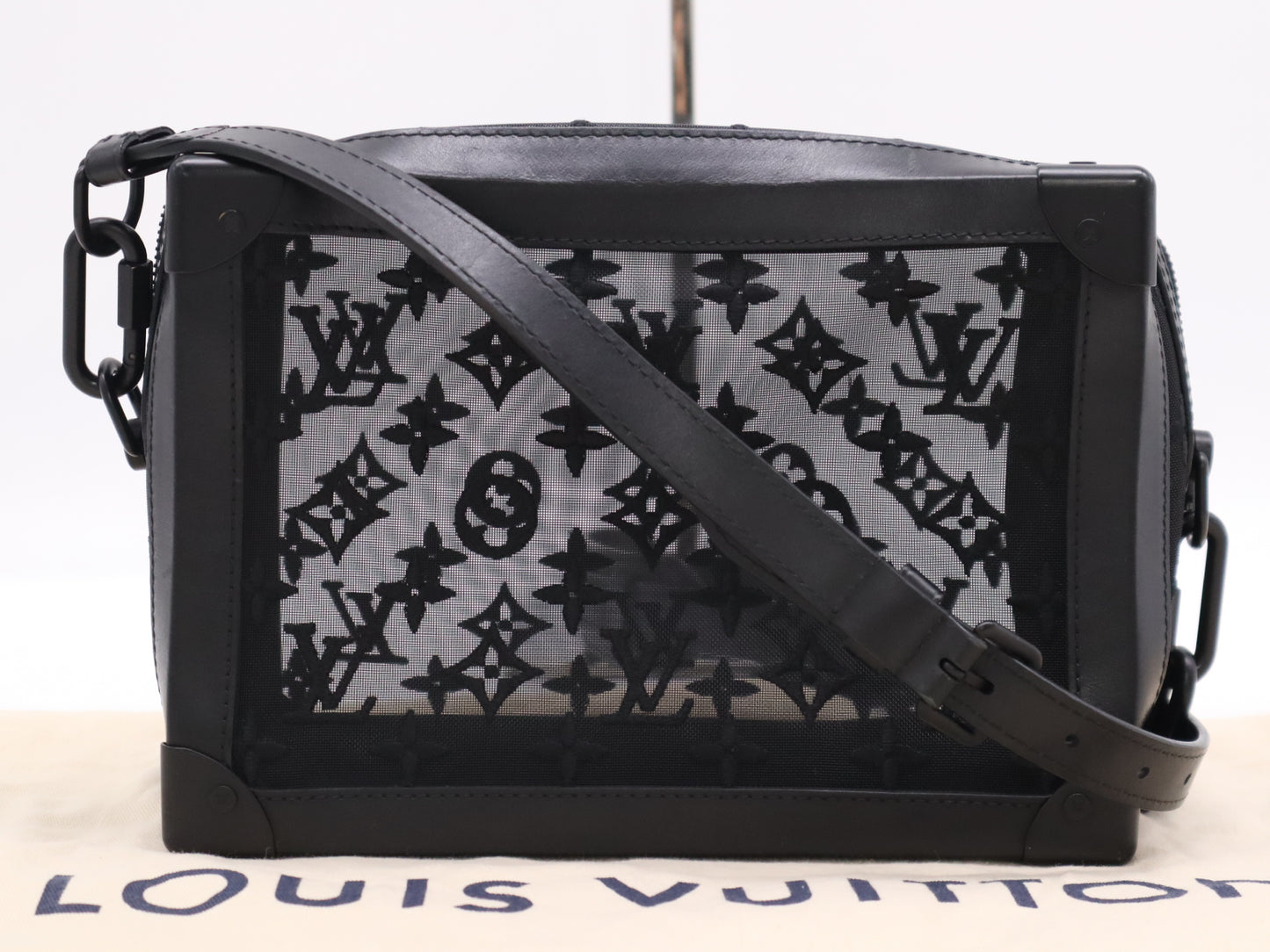 LOUIS VUITTON M53964 Monogram See-Through Soft Trunk Black RFID Enabled Shoulder Bag with Dust Bag
