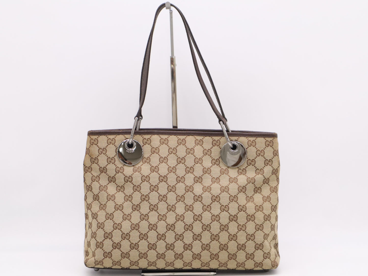 GUCCI 120837 GG Canvas Beige Brown Tote Bag