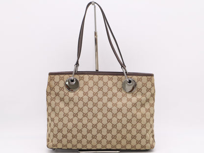 GUCCI 120837 GG Canvas Beige Brown Tote Bag