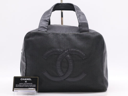 CHANEL Leather Cube Bag, Mesh, Black, Seal, Card, 9577838 Handbag