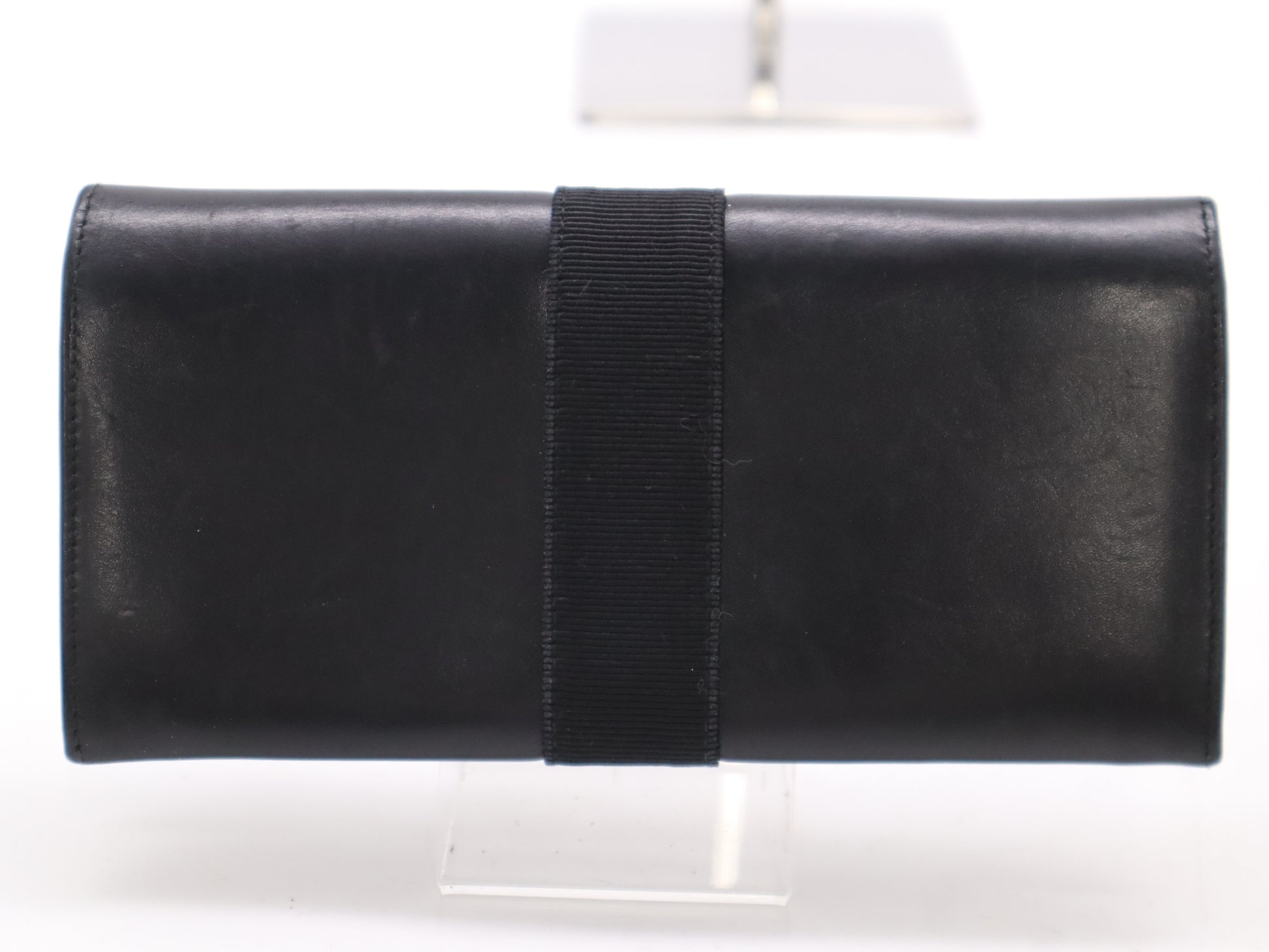 Salvatore Ferragamo 223059 Leather Vara Long Wallet with Ribbon, Black