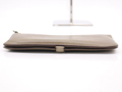 HERMES Togon Long Wallet, □N Stamp, 2010, Taurillon, Silver Hardware, Etoupe Wallet