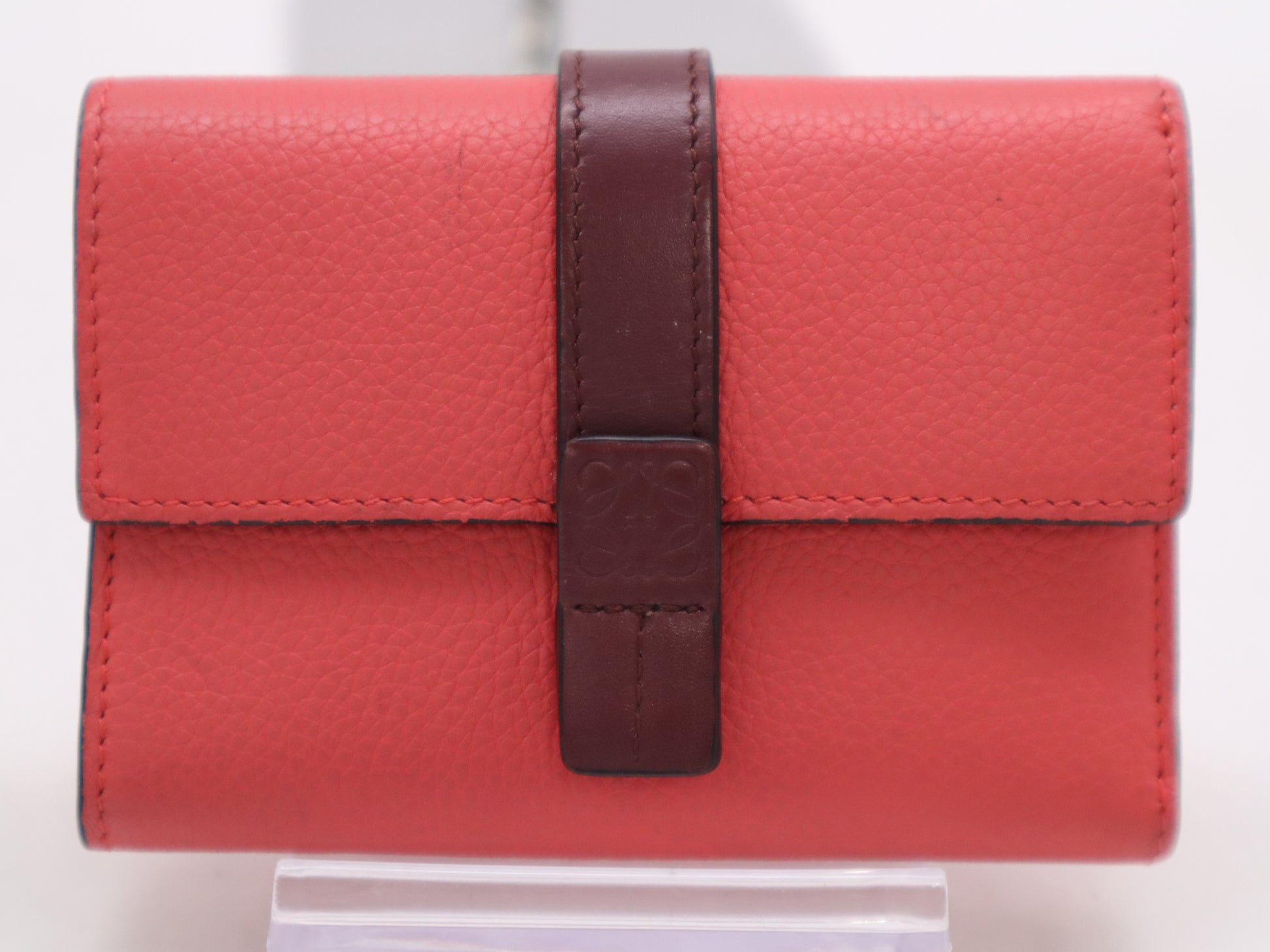 LOEWE Leather Anagram Small Vertical Wallet, Two-Tone Pink and Brown