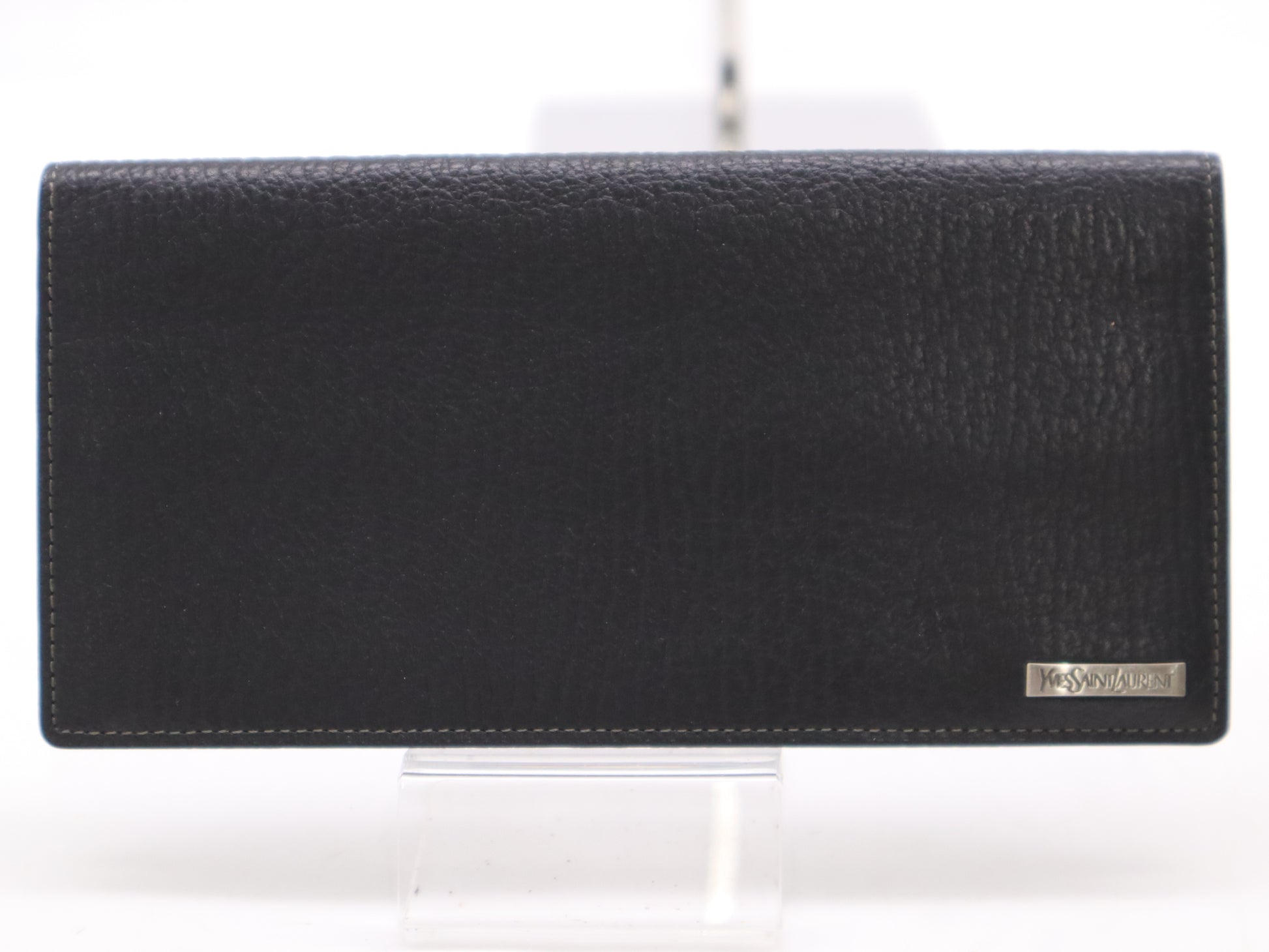Yves Saint Laurent Leather Long Wallet Black Wallet