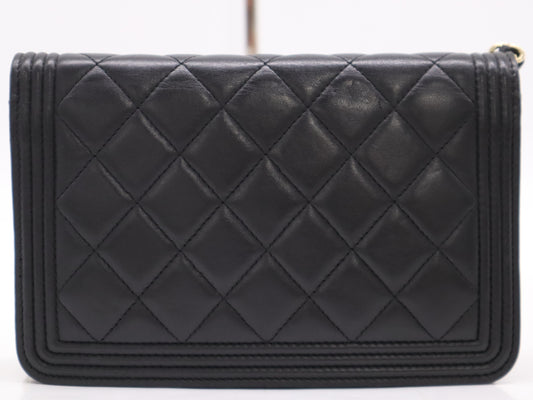 CHANEL Lambskin Matelasse Boy Chanel Chain Wallet Seal 21717492 Wallet