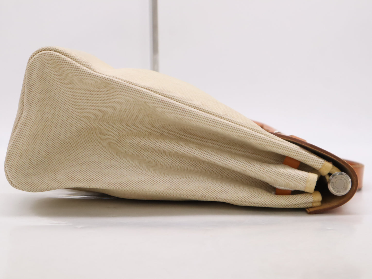 HERMES Toile H Leather Handbag with C Stamp, Cabas GM, and Cloche, Cadena, and Two Keys