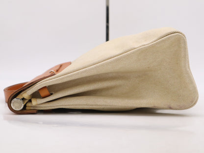 HERMES Toile H Leather Handbag with C Stamp, Cabas GM, and Cloche, Cadena, and Two Keys