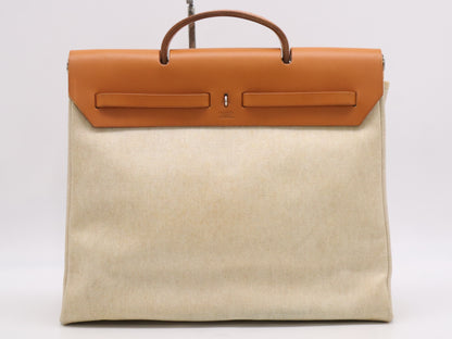 HERMES Toile H Leather Handbag with C Stamp, Cabas GM, and Cloche, Cadena, and Two Keys