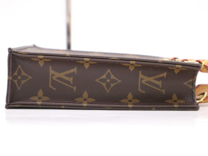LOUIS VUITTON M81295 Monogram Petite Sac Plat Handbag with Shoulder Strap