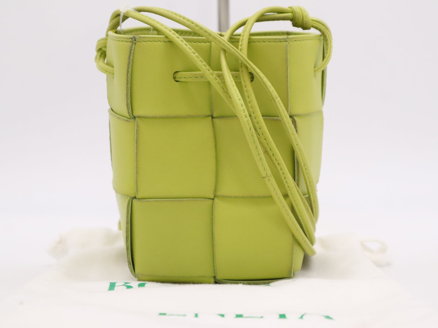 BOTTEGA VENETA Leather Maxi Intrecciato Cassette Mini Crossbody Bag in Light Green with Dust Bag